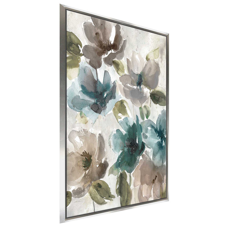 «Topaz Garden I» par Carol Robinson - Peinture, L 27,5 po x H 43,5 po, Encadrement argenté
