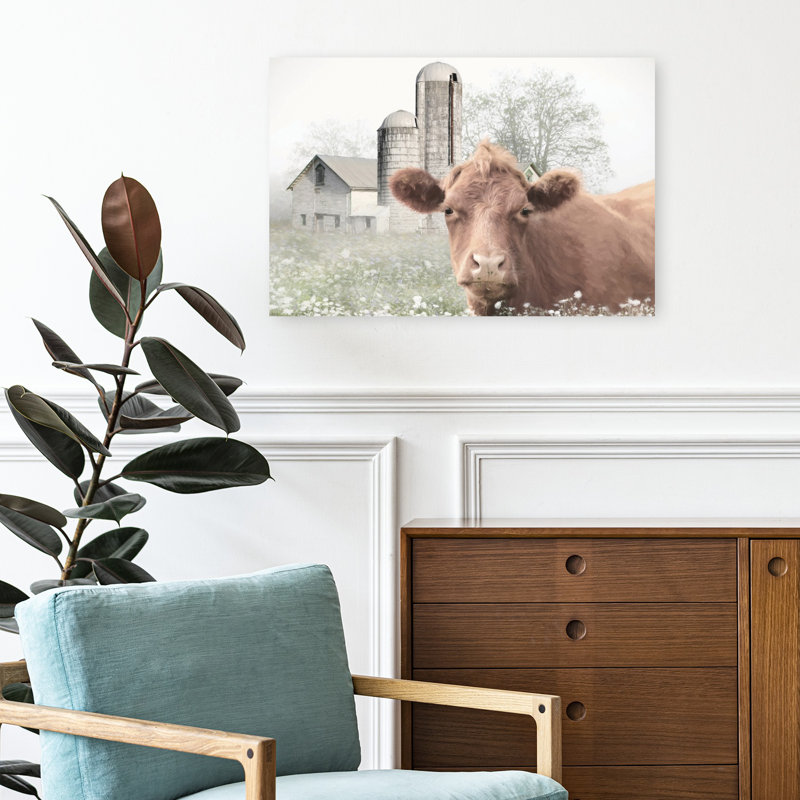 Bessie's Meadow, paysage moderne abstrait, art mural, 16" H x 24" W
