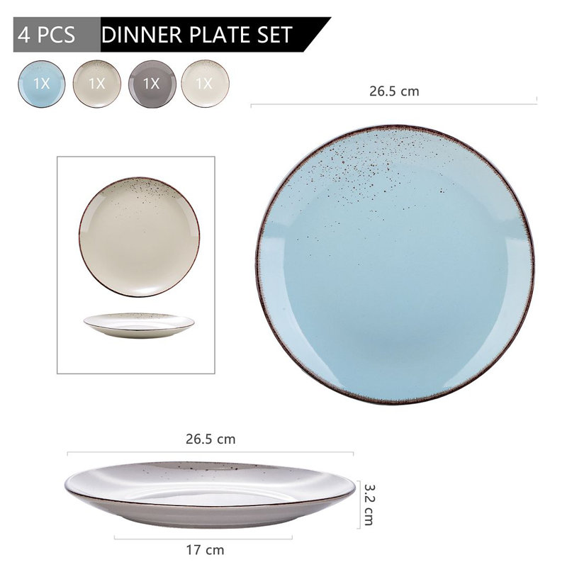 26.5cm Porcelain China Dinner Plate, Light Blue