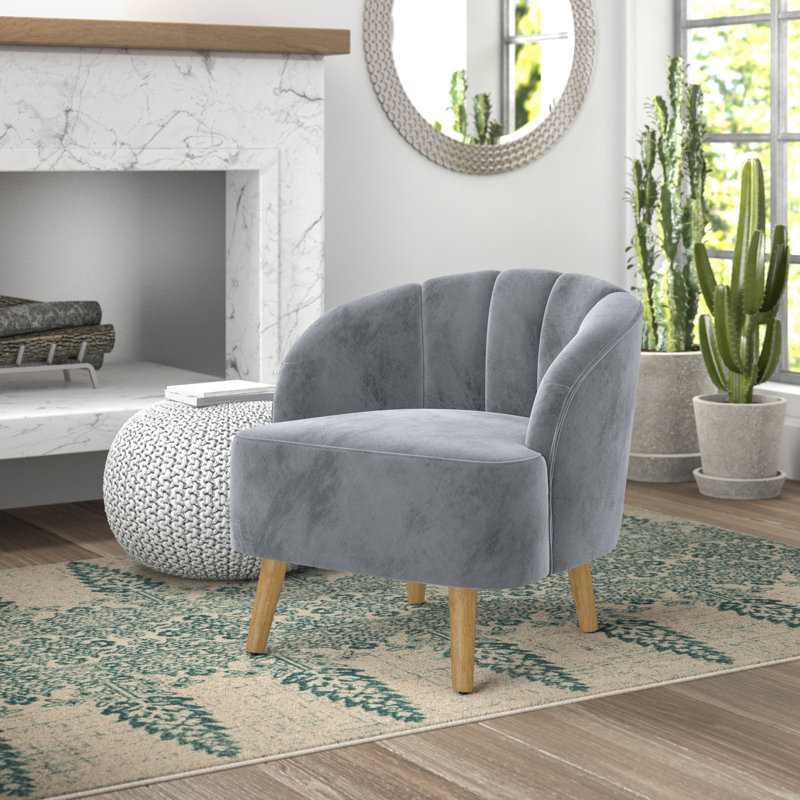 Chaise d'appoint Ballentine Mid-Century, Velours étain