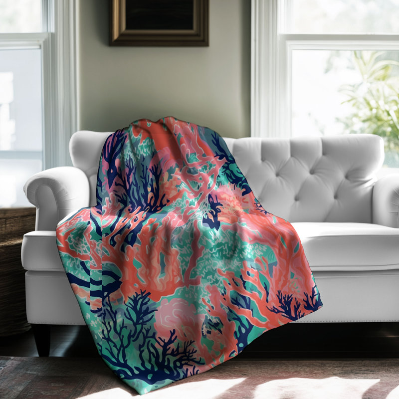 Jeté Coral Haze - 1 pièce Sherpa Premium, Lit simple