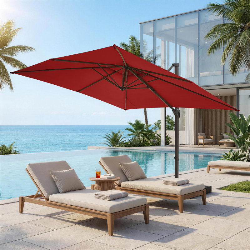 Parasol carré en porte-à-faux 120 po, Rouge