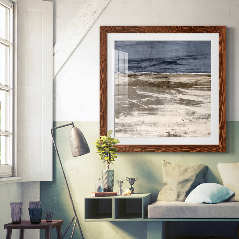 «Gray Horizon», reproduction encadrée de qualité supérieure - prête à être accrochée, Papier encadré érable, Blanc