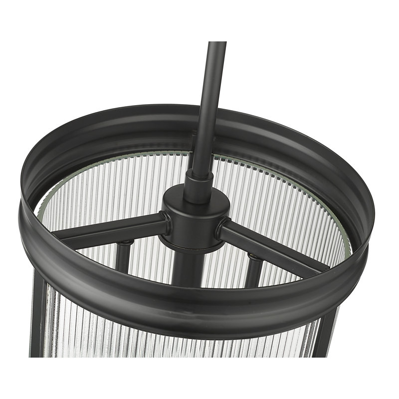 Luminaire suspendu tambour 3 lumières Swati, Noir mat