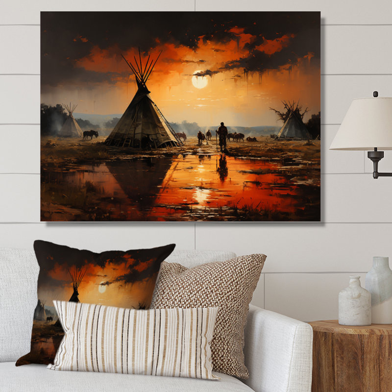 Reproduction d'art sur toile, "Native Orange Tent", H 34 po x l 44 po x P 1,5 po, Toile tendue