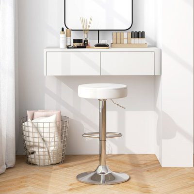 Armīns Swivel Upholstered Adjustable Height Counter Stool with Metal Frame