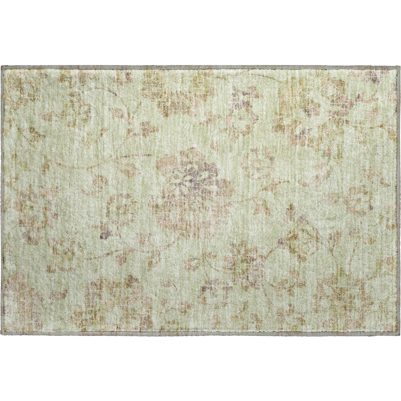 Premium Machine Washable Prisco Aloe Rug, Rectangle 1'8" x 2'6"