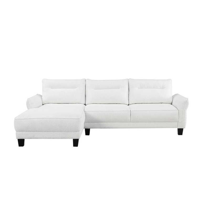 Dedan Upholstered Sectional Left Hand Facing, White 100% Polyester