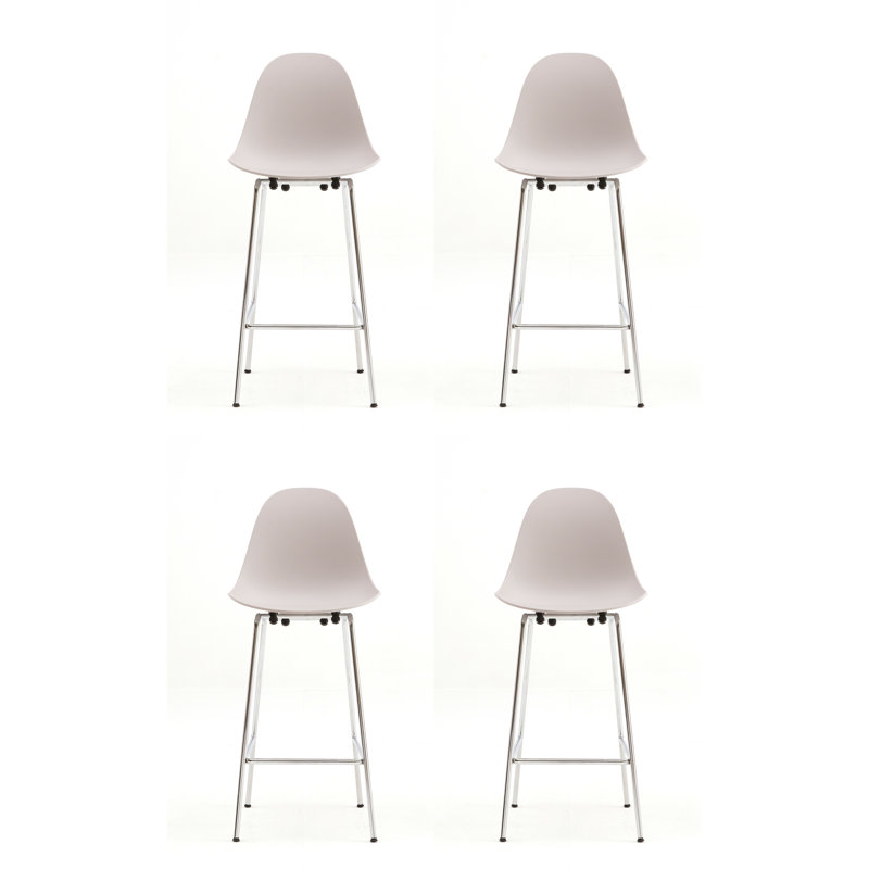 TA Bar & Counter Stool, Chrome, Counter Stool (25.6" Seat Hight), Cool Gray