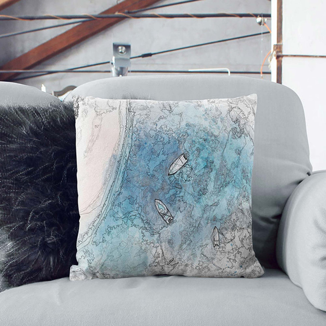 Boats in Abstract Cushion with Filling