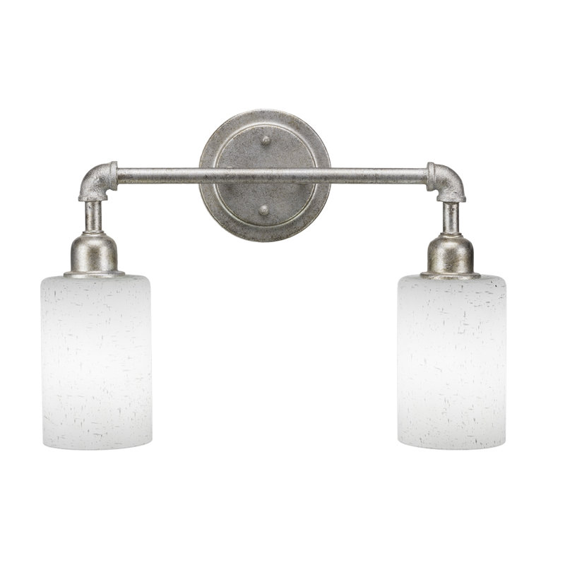 Éclairage pour meuble-lavabo 2 lumières rétro Snider, Argent, Mousseline blanche