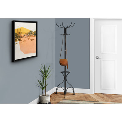 Arbre d'entrée polyvalent sur pied avec porte-parapluie et crochets multiples pour le vestibule