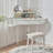 Corner Makeup Vanity Desk With Large Storage, LED Mirror & Stool, Brightness Adjustable
