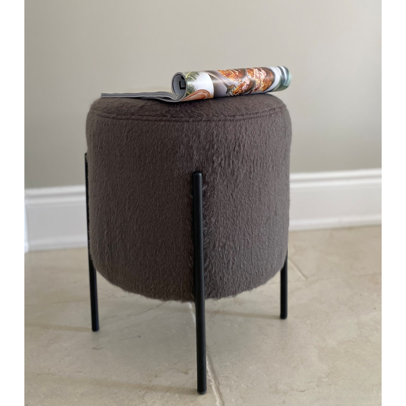 SEAT4U Emmabella Polyester Fabric Upholstered Pouf Ottoman, Gray