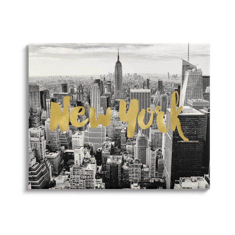 «Urban New York City Skyline Glam», impression de typographie, L 40 po x H 40 po, Plaque murale