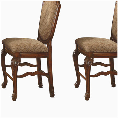 Tabourets de bar à dossier crème et cerisier (ensemble de 2 pièces)