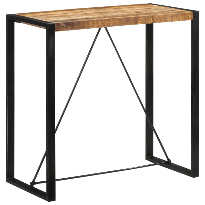 Rectangular Solid Wood Iron Outdoor Bar Table - 110 cm W 55 cm D