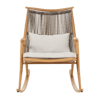 Outdoor Rocking Chair With Elegant Maple - Colored Iron Frame, Gray Pe Woven Back, Thick Cushioning Iron, For , Comfortable