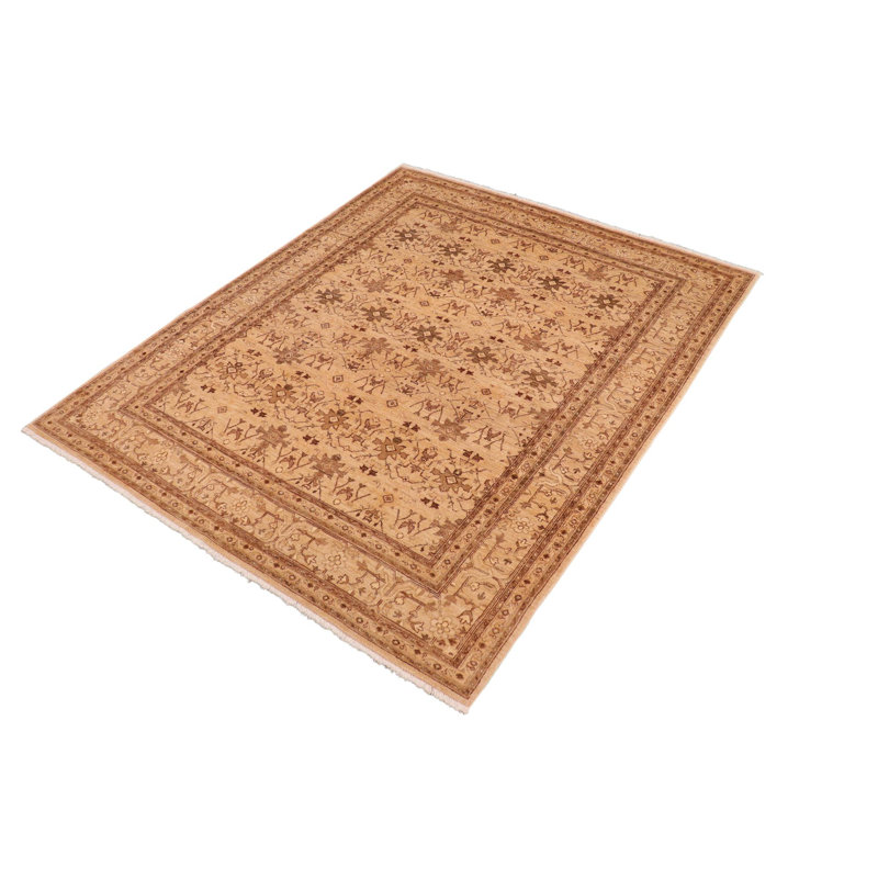 Tapis brun clair en laine noué à la main 8 pi 1 po x 9 pi 8 po Baccio Moroccan