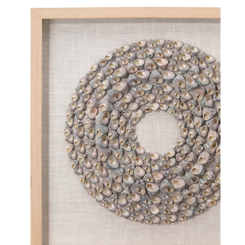 Bora Bora Coastal Pine Wood Framed Shell Wall Art