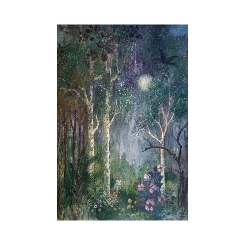Moon Rabbit by Lisa Marie Kindley - Wrapped Canvas Painting, 20.32 cm H x 30.48 cm W