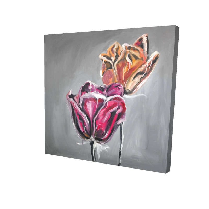 Tulipes abstraites - Toile florale contemporaine pour la décoration intérieure