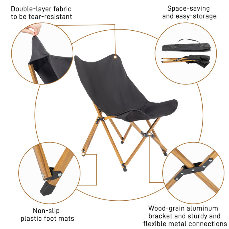 Doyers Folding Camping Chair, Black
