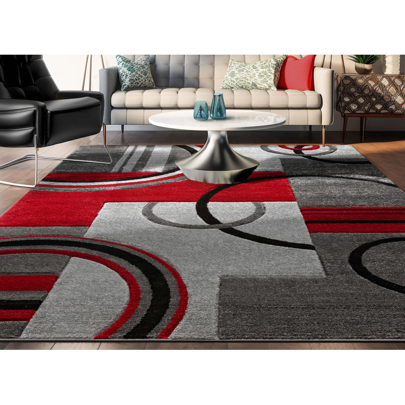 Ruby Geometric Synthetic Area Rug, Rectangle 120 x 160cm