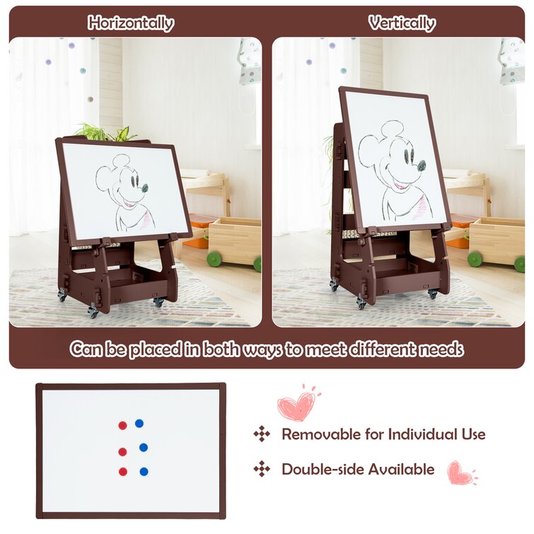 Gymax Kids Art Easel w/Paper Roll Double-Sided Adjustable Drawing Easel  Board 