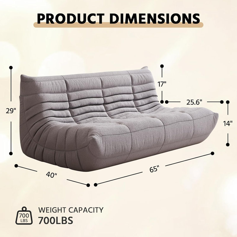 65'' W Bean Bag Chair, Lazy Floor Sofa Couch, Large Bean Bag Chair For Adults, Bean Bag Chairs For Teens With High-Resilience Foam, Non-Slip Base Floor Lounge Sofa, Living Room