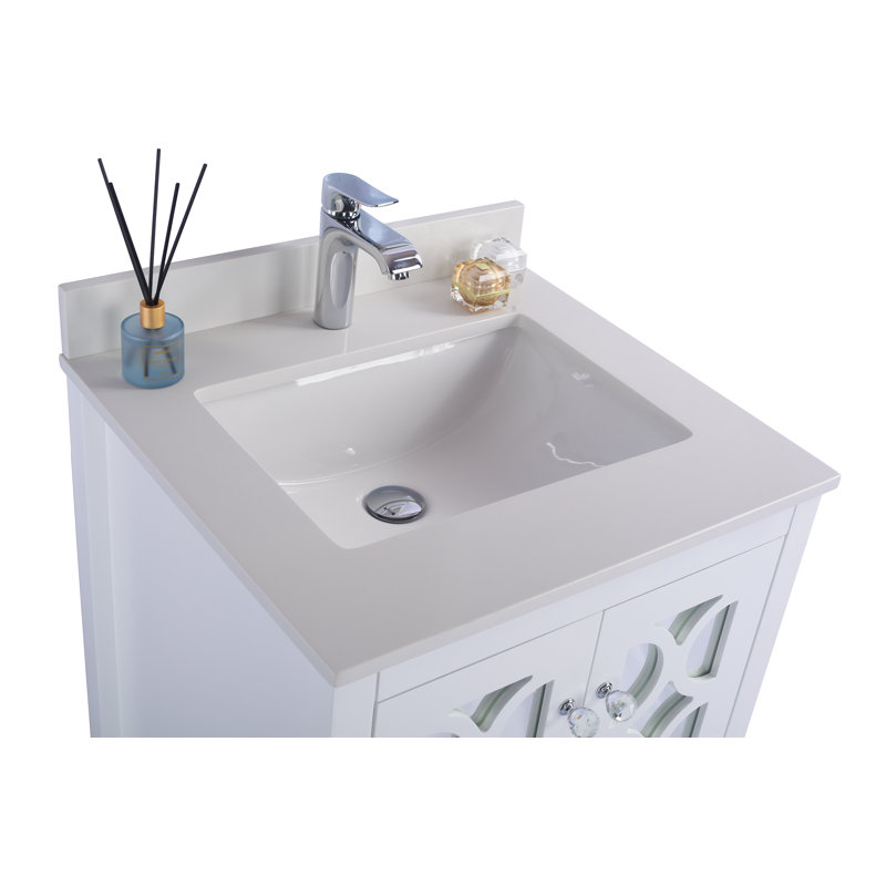 Mediterraneo 24" White Bathroom Vanity with Quartz Countertop