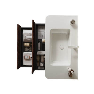 NOOR 36" Bathroom Sink Without Cabinet, White Ceramic Basin