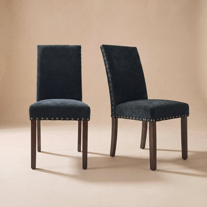 Chaise de salle à manger en lin Bontrager H 20 po - Chaise d'appoint rembourrée Parsons, Noir