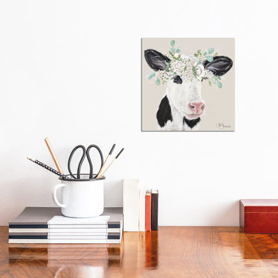 Patience The Cow by Hollihocks Art - Wrapped Canvas Painting