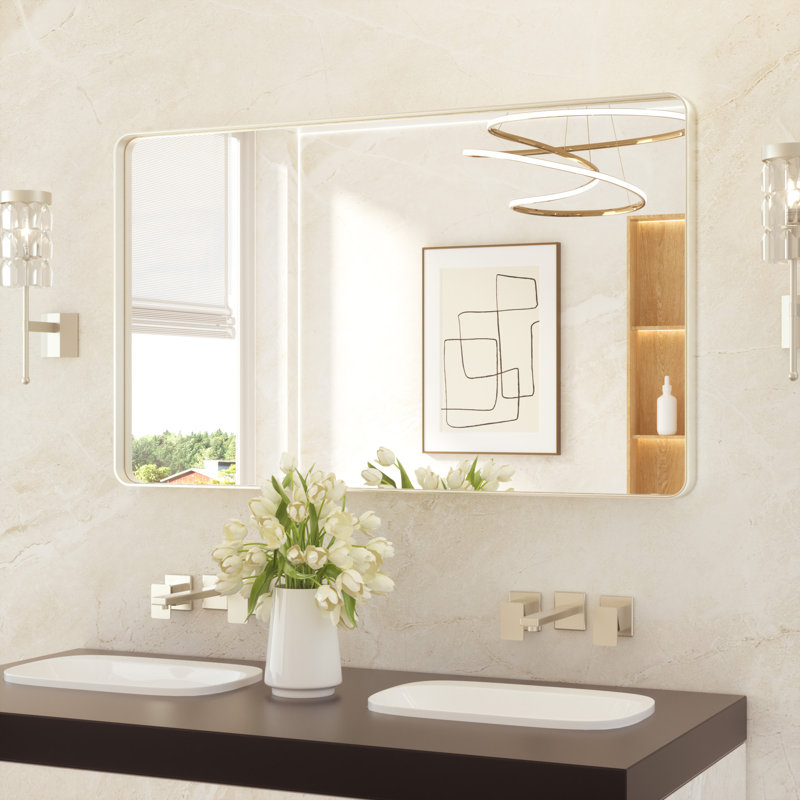Miroir de salle de bain plombier en aluminium incassable et résistant à la rouille , 30 po x 48 po, Rectangulaire