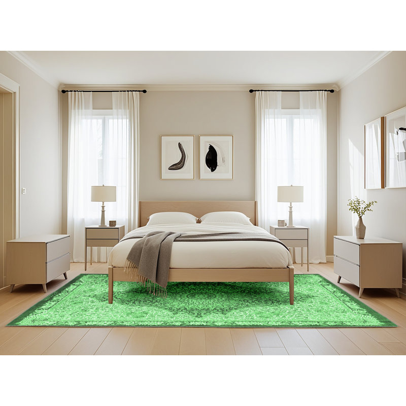 Tapis lavables à la machine traditionnel vert émeraude 4768, Rectangle de 5 pi x 8 pi