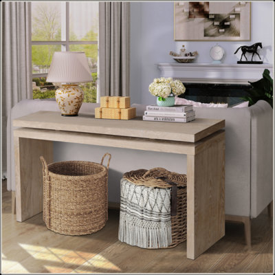 Console 60 po Farmhouse - Table d'entrée en bois rétro avec suspension à double panneau