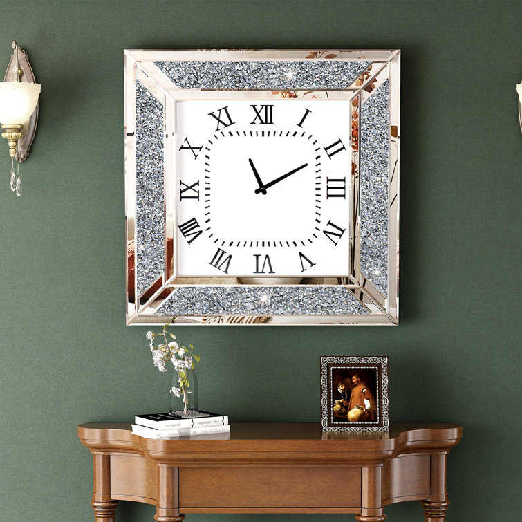 Jeni Mirrored Wall Clock with Diamond