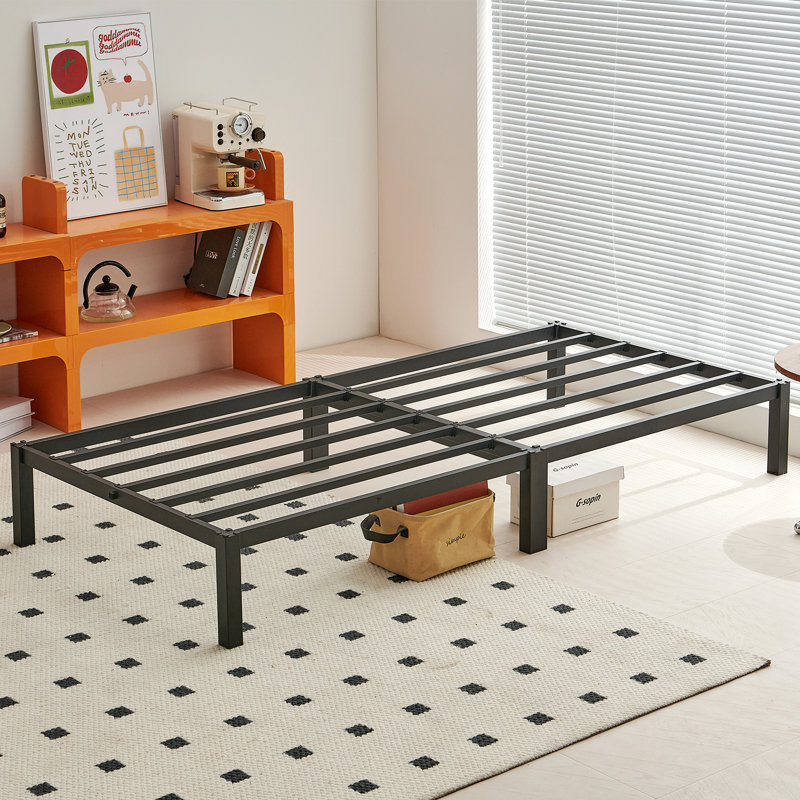 Minimal Screwless Black Bed Frame With Square Feet, Single (3')