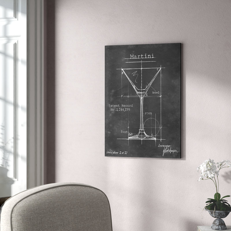 «Barware Blueprint V» par Ethan Harper - reproduction sur toile, H 26 po x l 18 po, Toile tendue, Sans cadre