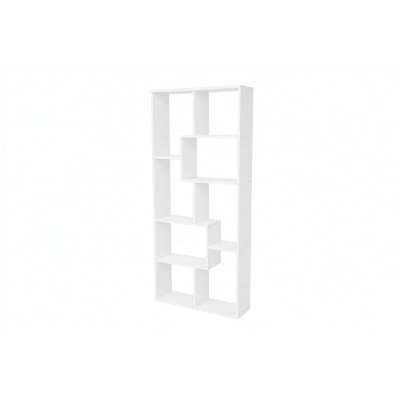 Asymmetrical Display Shelf & Bookcase, 5-Tier, White