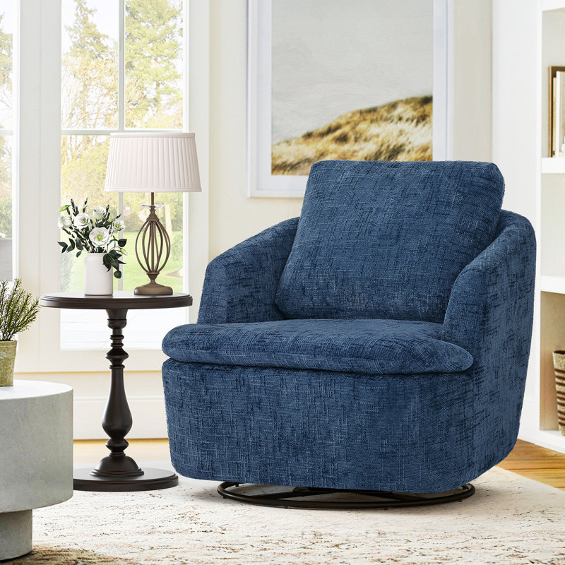 Fauteuil oscillant pivotant Arthur, Chenille bleu foncé