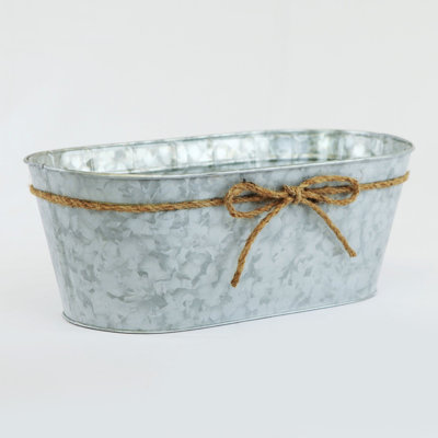 Silver With Rope Bow Planter