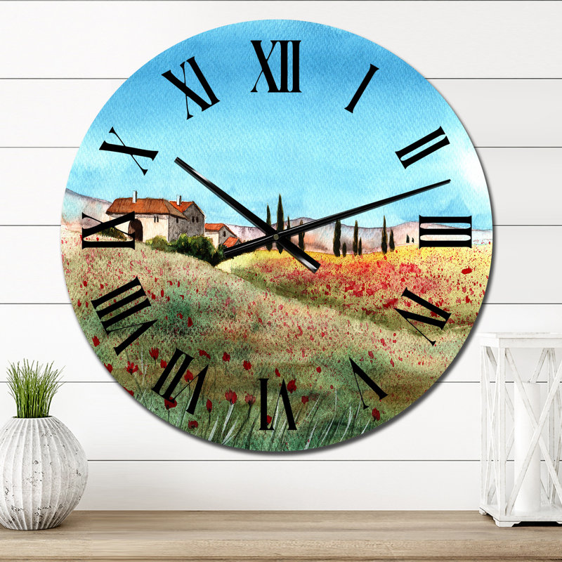 A Tuscany Landscape - Distant Villa - Horloge murale, Petit