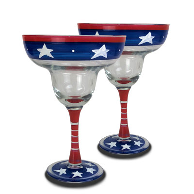 Patriotic Stars and Stripes Margarita Glass