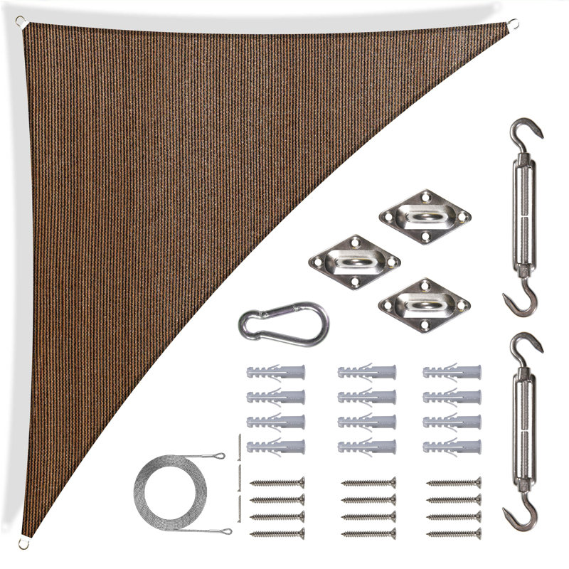 12' Triangle Shade Sail, Brown, 12 ft. x 12 ft. x 17 ft.