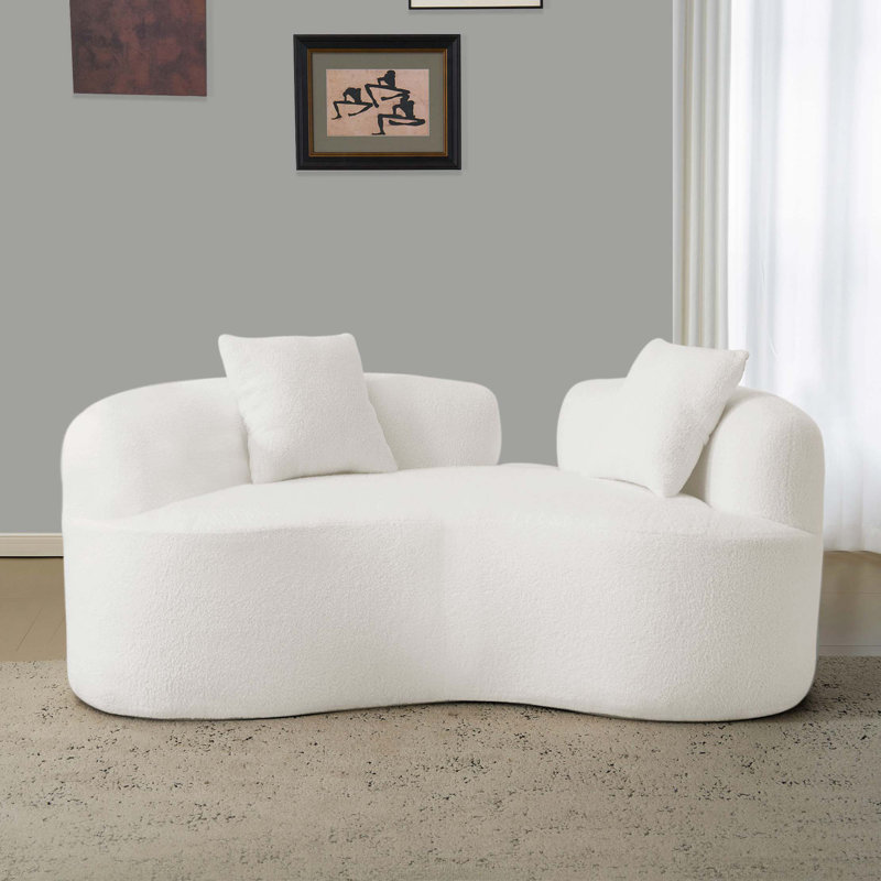 Causeuse incurvée 66,93 pouces, Blanc, 27.5" H x 66.9" W x 43.9" D