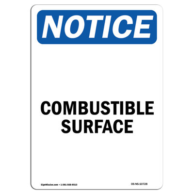 Combustible Surface Aluminum Sign 12 x 18