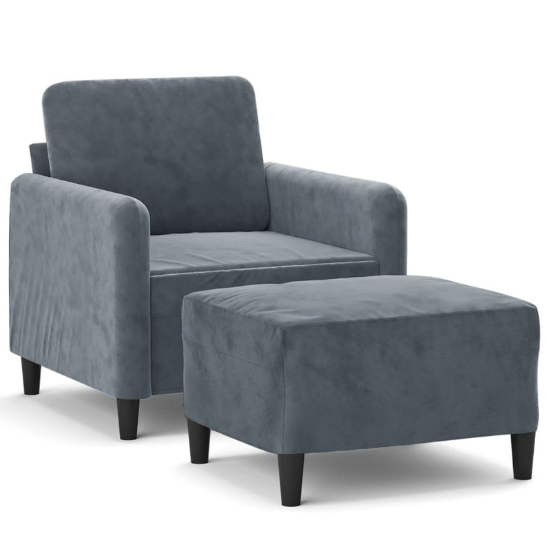  Sofa Chair With Footstool Dark Grey, Dark Gray