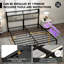 Structure de lit avec tête de lit à 2 niveaux, lit plateforme avec lumières DEL et station de charge, espace de rangement sous le lit-546882787-549965578